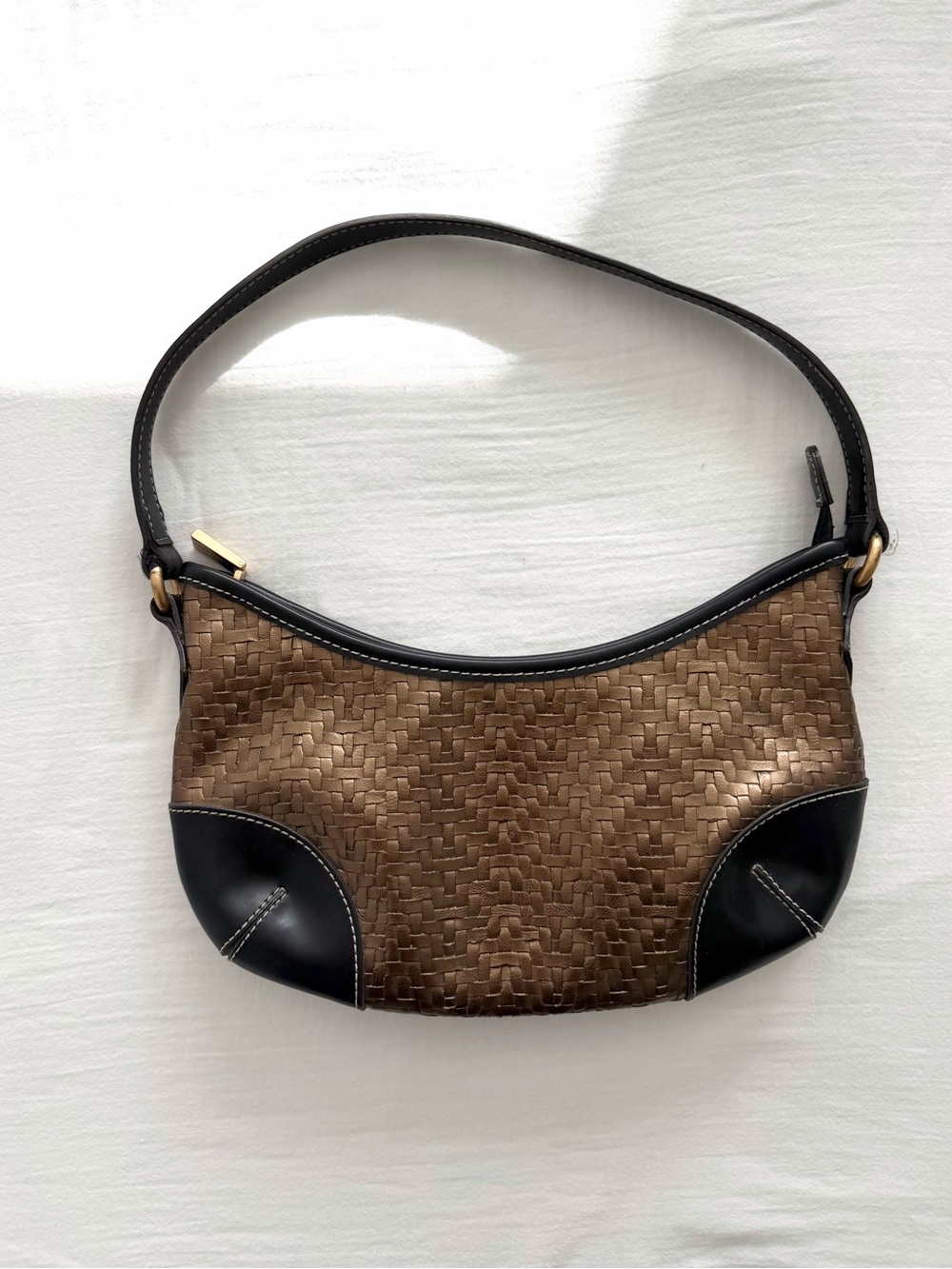 Y2K Gold Faux Leather Shoulder Bag